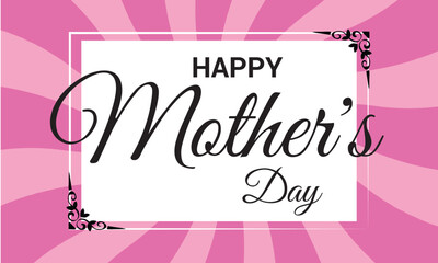Wall Mural - Happy Mother's Day elegant hand written lettering . Modern calligraphy isolated on pink background. Black ink inscription. Typography composition for greeting card or poster design. Vector. EPS 10