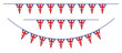 Bunting with triangle flags of the United Kingdom. Vector and PNG on transparent background