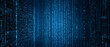 Binary Code Matrix. Digital Data Stream. Cyber Technology. Elegant Blue Coding Panorama Background