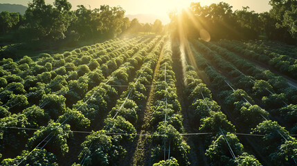 plantation, green farm with fresh vegetables, beds. nature background. agriculture farm. field.