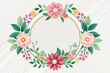 Round frame with flowers transparent background vector illustration 