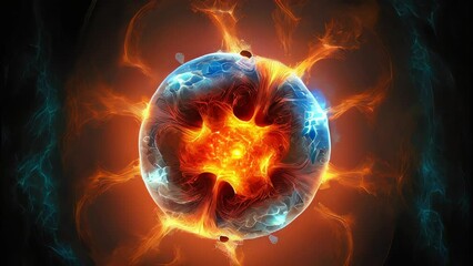 Wall Mural - Nuclear fusion, gas heated at 10 million Celsius, at which point it becomes plasma. When the plasma has reached its maximum energy, it expands, and the result is nuclear fusion releasing more energy
