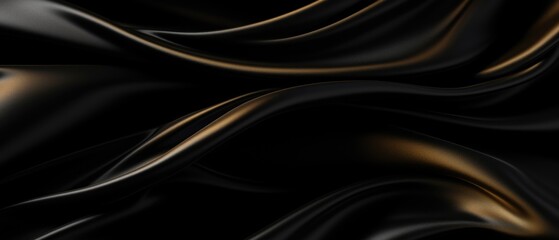 Wall Mural - black and gold silk satin fabric abstract background