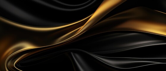 Wall Mural - black and gold silk satin fabric abstract background