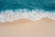 Aerial view of wind waves crashing on a sandy coastal beach. Generative AI