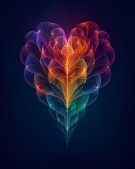 Wall Mural - Heart Shaped Colourful Fractal Design Pattern on Dark Background