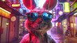 Lapin élégant avec des lunettes de soleil : une illustration branchée et urbaine d'un lapin à la mode