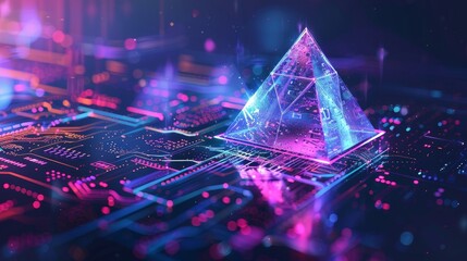 Leinwandbilder - Digital currency mining on the blockchain. Big Data Technology background. Financial pyramid made of numbers.