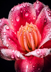 Wall Mural - A beautiful pink flower with droplets of water on it.