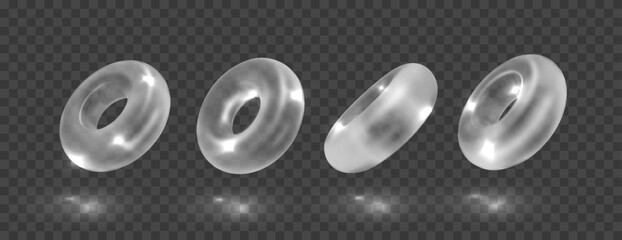 Wall Mural - glass torus in futuristic style. glossy geometric shapes. crystal glass element. realistic 3d vector