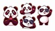 cute expressive sticker set of panda