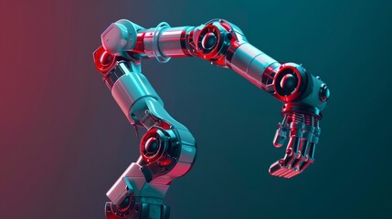 Poster - Mechanic hand 3D on white background. Industrial robot manipulator. Industrial technology of the future.