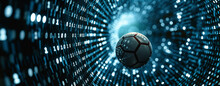 A Soccer Ball Surrounded By Binary Code, Representing The Technological Side Of Football.