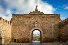Interior Patio Of The Nueva De Bisagra Gate In The Wall Of Toledo, Castilla La Mancha, Spain