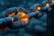 © Shutter2U - A chain with a broken link glowing brightly, representing the breakthrough moment leading to success