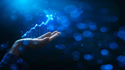 Poster - Growth and success concept with hand and rising graph