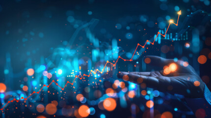 Poster - Futuristic financial growth concept with glowing graph