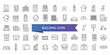 Building icon collection. Related to house, office, bank, school, hotel, shop, university and hospital icons. Line icon set.