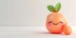 Cheerful Peach Character with Blushing Smile and Serene Copy Space on Minimalist White Background