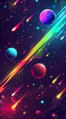 Wall Mural - Space background with colorful planet and star