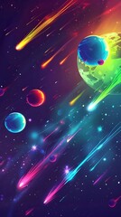 Wall Mural - Space background with colorful planet and star