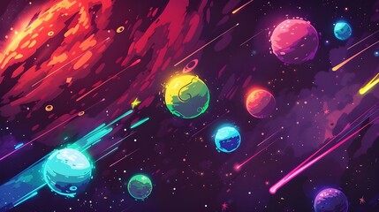 Wall Mural - Space background with colorful planet and star