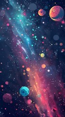 Wall Mural - Space background with colorful planet and star
