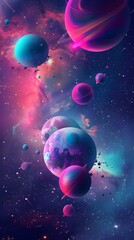 Wall Mural - Space background with colorful planet and star