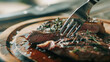 Juicy, grilled steak on a cutting board
