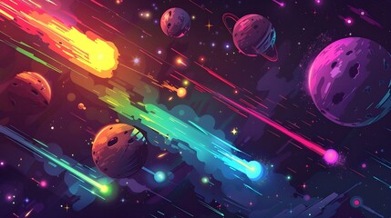 Wall Mural - Space background with colorful planet and star