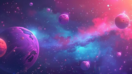 space background with colorful planet and star
