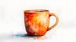 © Wuttichai - Warm Watercolor Coffee Mug Morning s First Sip Against a White Backdrop