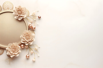 Wall Mural - Eid Al Adha flat lay mockup background with copy space. Light Eid Al Adha background.	
