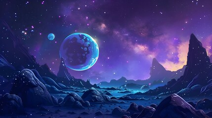 Wall Mural - Space background with colorful planet and star
