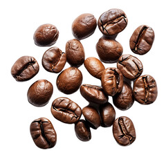 Wall Mural - Top View image of a pile of coffee beans used for advertising on a transparent background PNG.