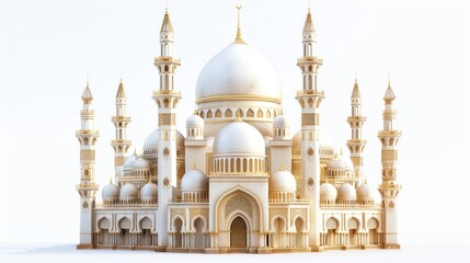 Wall Mural - 3D illustration of modern mosque building isolated on white background