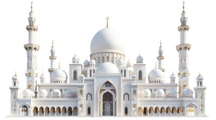 Wall Mural - 3D illustration of modern mosque building isolated on white background