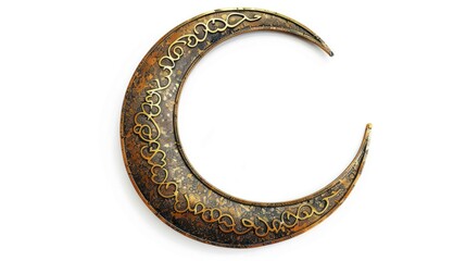 Canvas Print - Arabic metal crescent moon isolated on white background