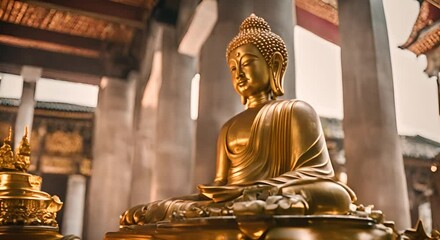 Canvas Print - Buddha statue in a temple.