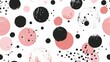 Minimalist Dots Craft a pattern showcasing scattered dots or circles in pink, white, and black, arranged in a random 