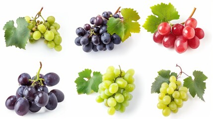 Sticker - A white background is adorned with different types of ripe grapes