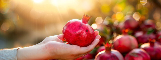 Wall Mural - Red Pomegranates - Fresh, Ripe, and Sweet for a Healthy Diet
