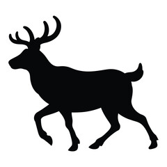 Wall Mural - silhouette of elk animal on white