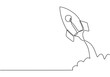 © berkahlineart - One continuous line drawing of Rocket space ship launch into universe