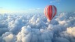 A balloon soaring high above clouds symbolizing rising above and breaking through ceilings