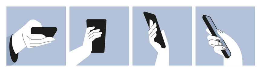 Wall Mural - mobile phone. set of vector illustrations of communication, mobile app, smartphone services. creativ