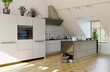 modern attic kitchen interior