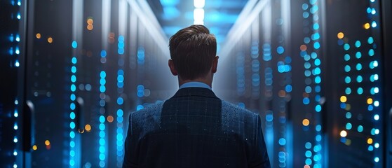 Sticker - Businessmen in a server room with young engineers