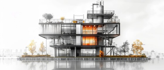 Leinwandbilder - Architecture and engineering design.Lines, strokes, Drawings, mechanical engineering. Building construction. Trends in design or architecture. Engineering workplace. Industrial architecture.