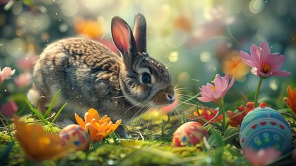 Life in the meadow of the Easter Bunny, Easter concept